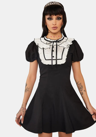 Rebel Princess Ruffle Neckline Contrast Dress