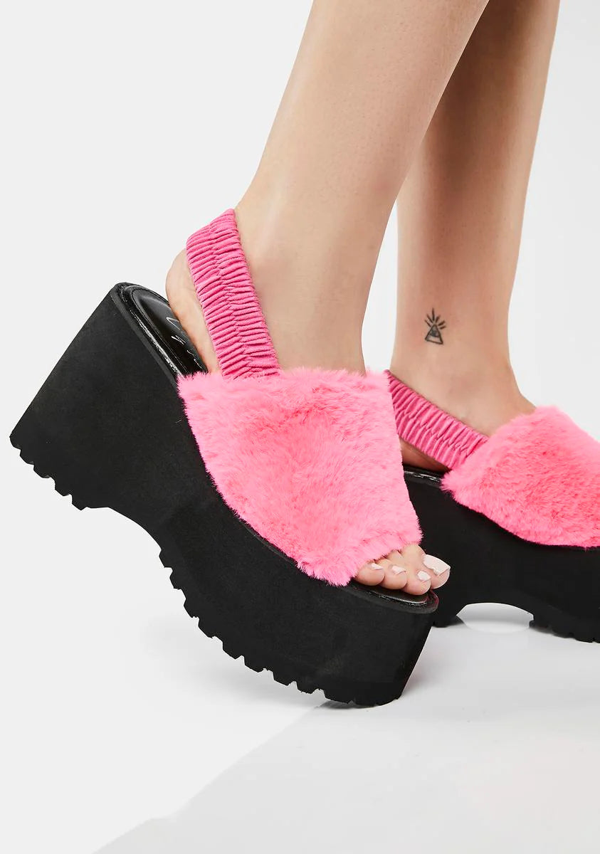 Pink Paladin Faux Fur Sandals
