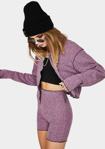 Purple Knit Biker Shorts