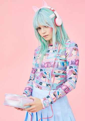 Comic Scene Cutie Mesh Top