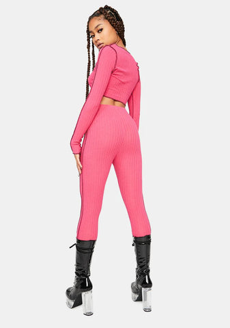 What Do I Know Contrast Stitch Pants Set