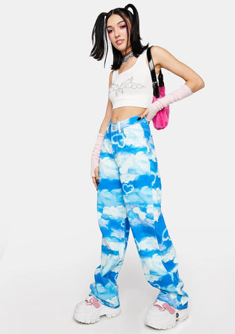 Cloud Print Jeans