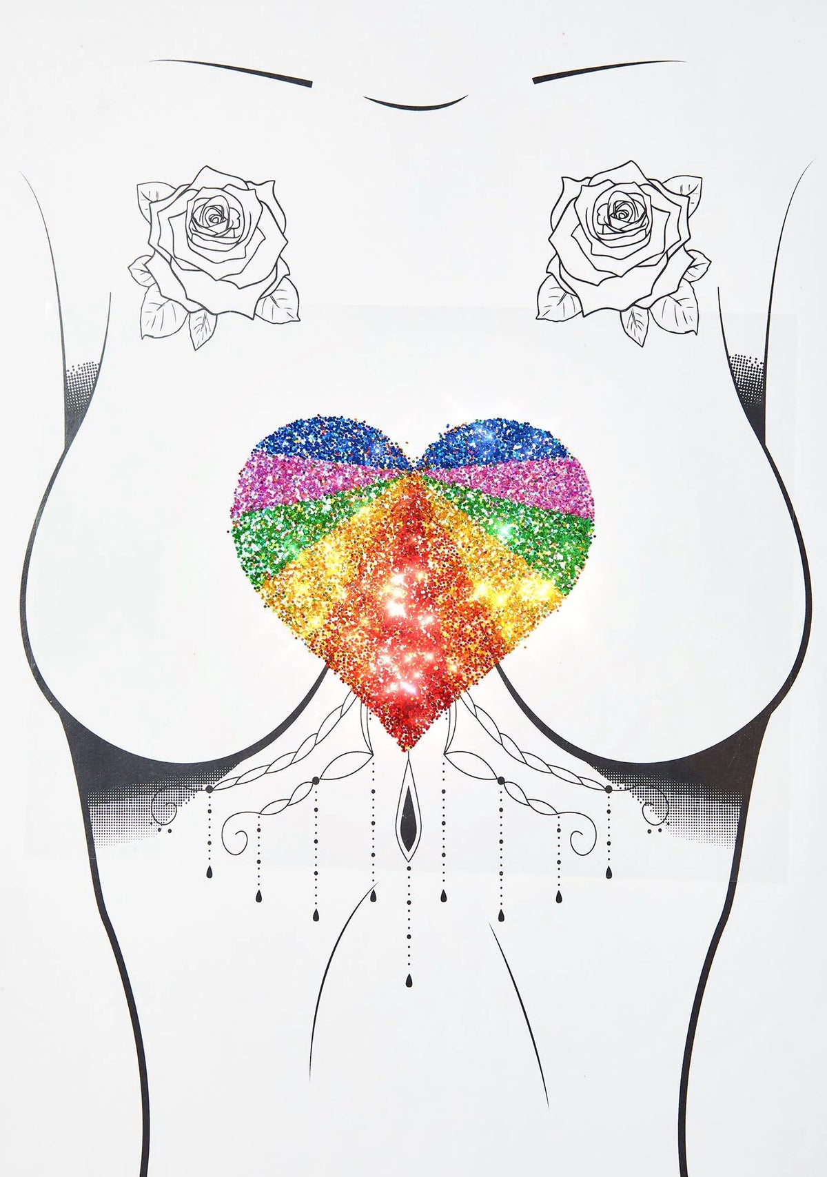 Rainbow Heart Body Sticker