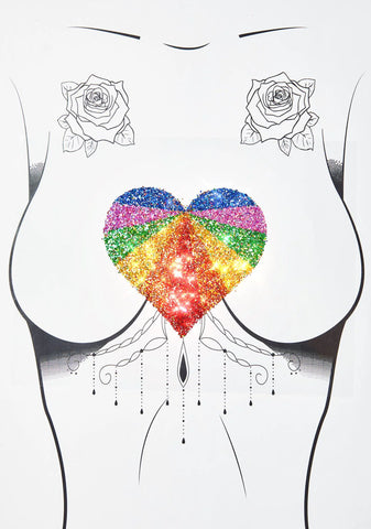 Rainbow Heart Body Sticker