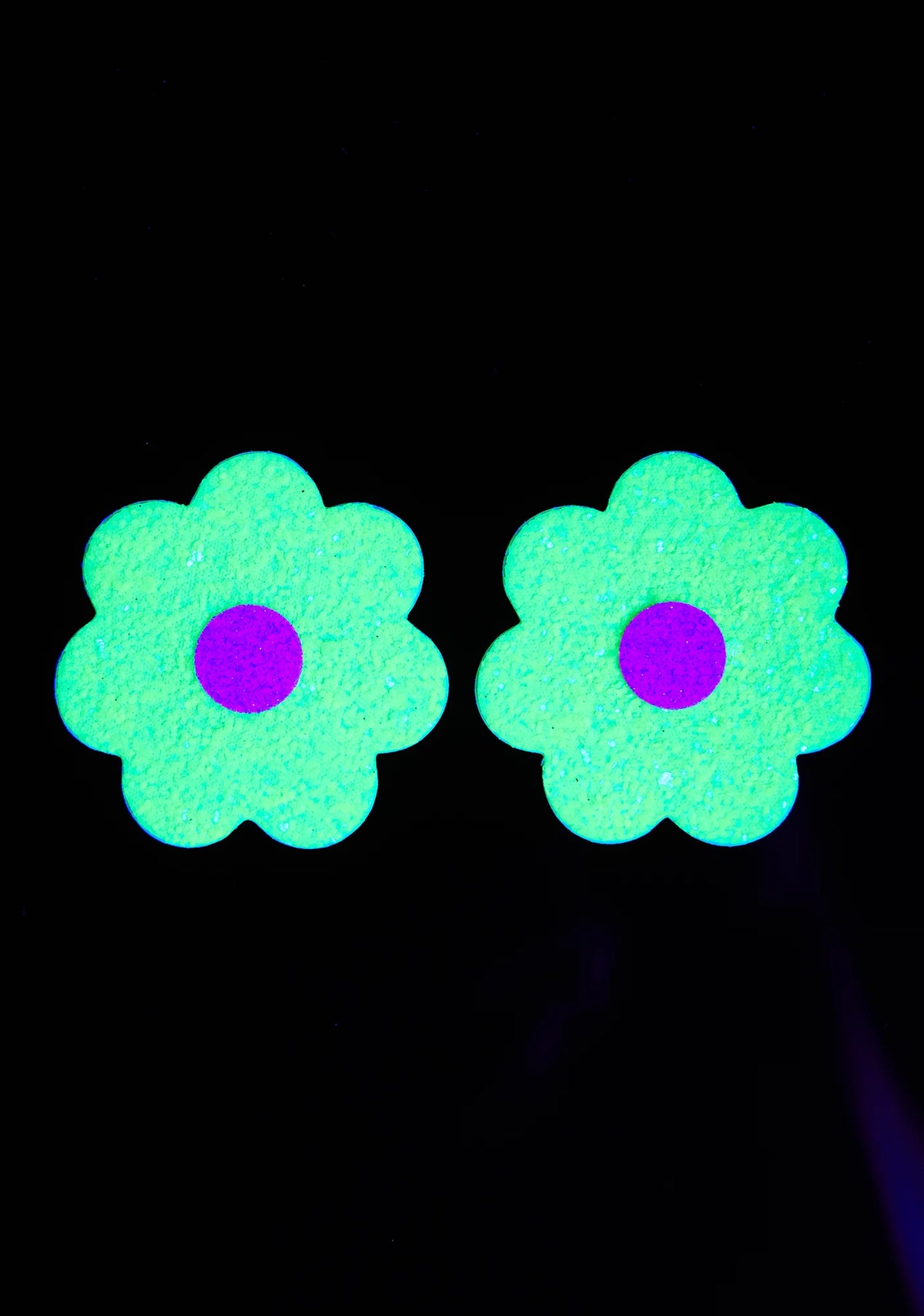 Lemon Lime Sparkle Flower UV Reactive Pasties