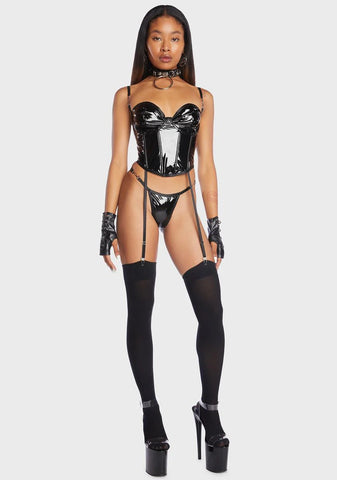 Vinyl Bustier Lingerie Set