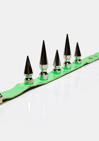 Neon Green Large Spike Choker