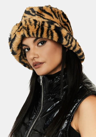 Tan In The Wild Fuzzy Bucket Hat
