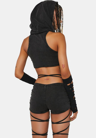 Compression Strappy Ruched Shorts