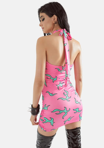 Call The Shots Wrap Halter Dress