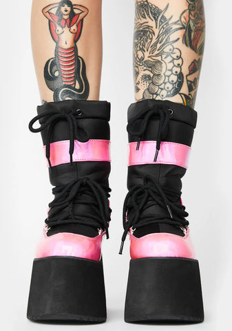 Pink Holographic Qronic Winter Boots