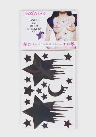 Rainbow Reflective Alien Body Stickers Set