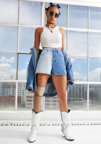 All I Wanted Two-Tone Denim Shorts