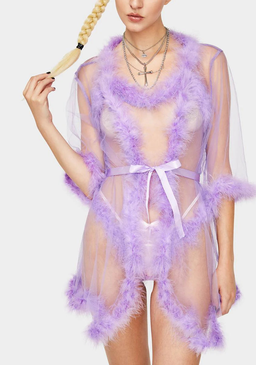 Amethyst Indiscreet Affair Marabou Robe