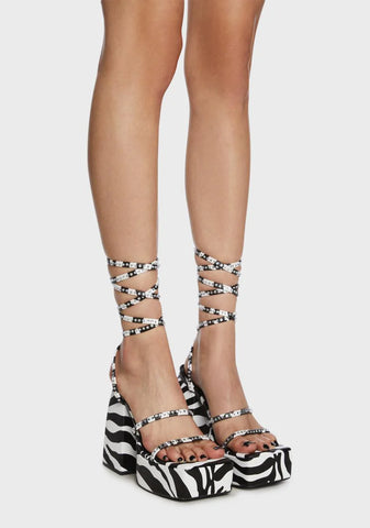 Zebra Helena Diamante Platform Heels