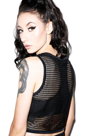 Mesh Crop Top - White