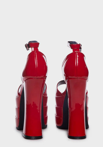 Red Strike Again Chunky Platform Sandals