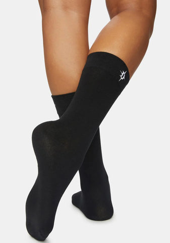 Synth Embroidered Logo Crew Socks