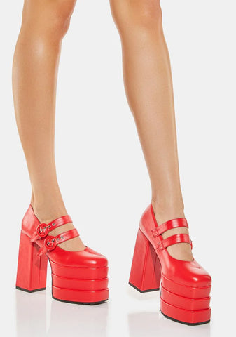 Red Known Target Platform Heels