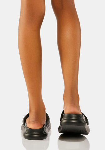 Black Jasylnn Satin Padded Flatform Sandals