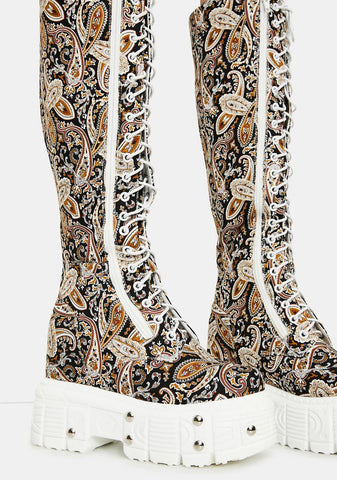 Paisley Late Night Knee High Boots