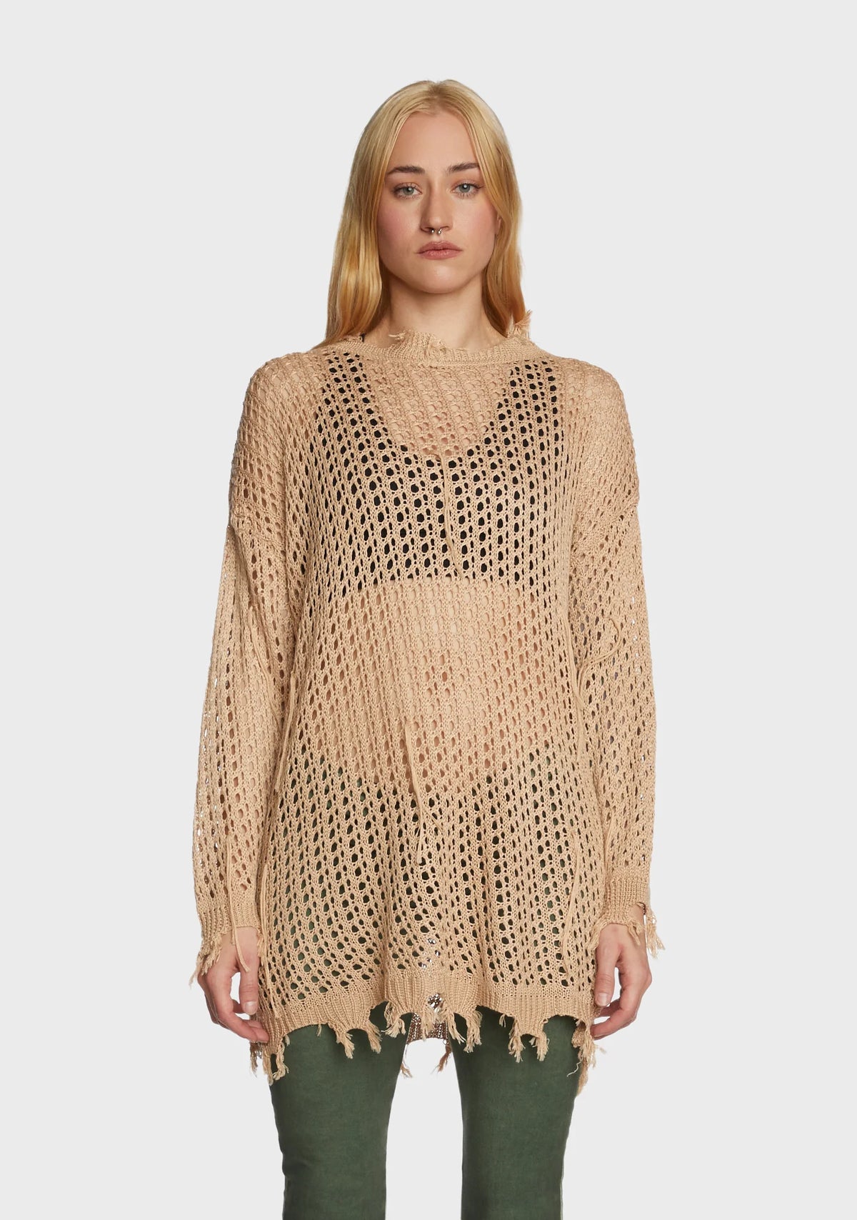 Quick Timing Crochet Top - Brown
