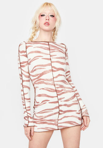 Mauve Zebra Mini Dress