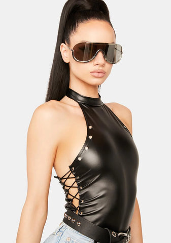 Midnight Meetup Vegan Leather Bodysuit