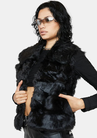 Licorice Spun Sugar Faux Fur Vest