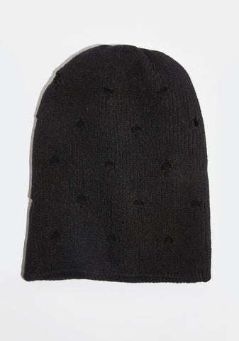 Atmosphere Black Beanie With Holes