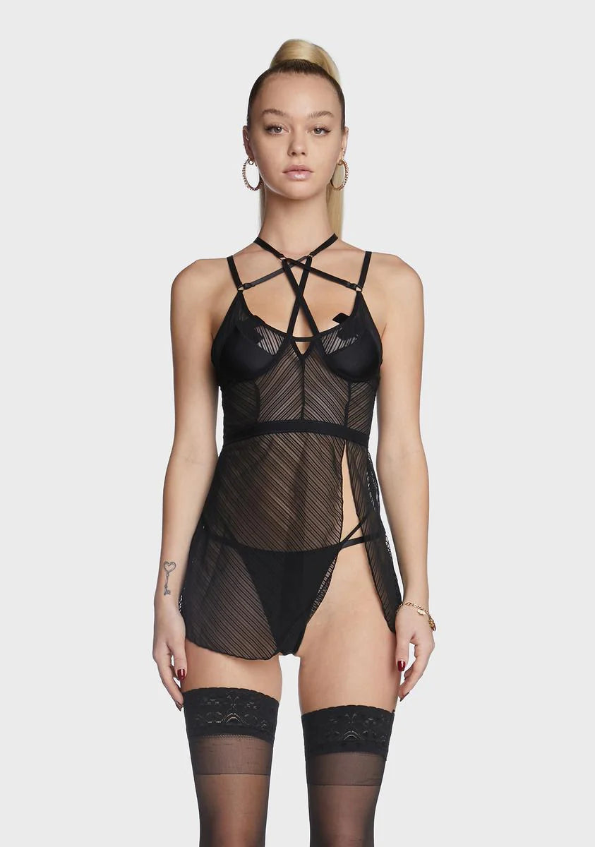 Lusty Intentions Mesh Babydoll Lingerie Set