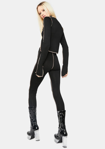 True Baddie Contrast Stitch Pants Set