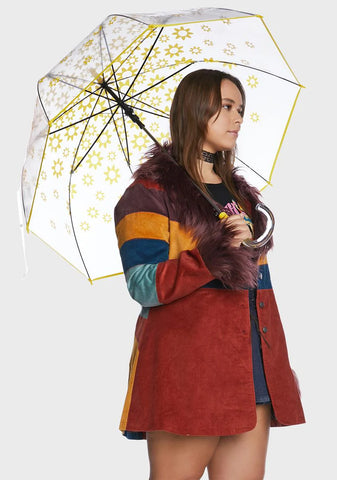 Auto Open 52" Arc Fashion Print Bubble Stick Umbrella