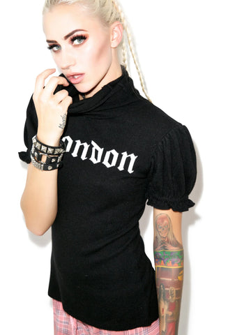 I Love London Edwardian Sleeve Turtleneck - Light Blue