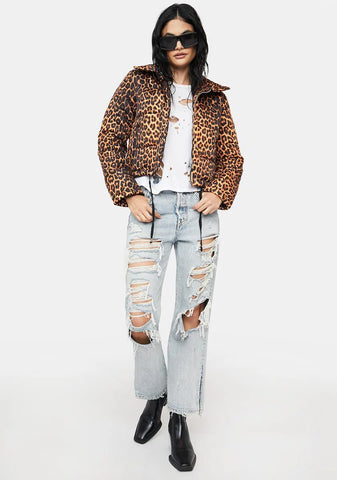 In A Good Way Leopard Puffer Coat