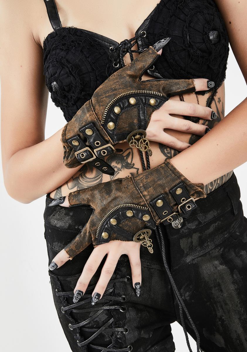 Smoke And Illusions Steampunk Fingerless Gloves