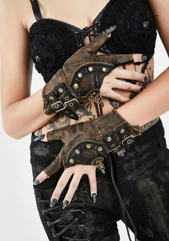 Smoke And Illusions Steampunk Fingerless Gloves