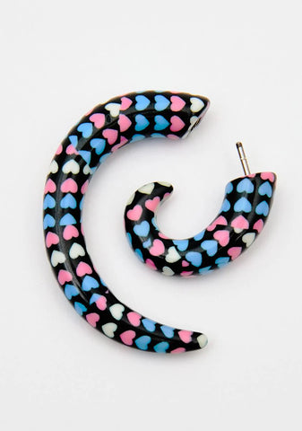 Tied Up Hearts Spiral Earrings