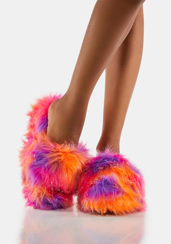 Sparkle Moment Faux Fur Slides