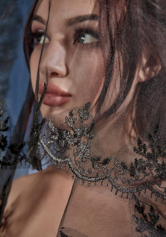 Wed To The Dead Lace Trim Veil