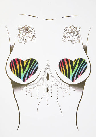 Zebra Glitter Heart Pasties