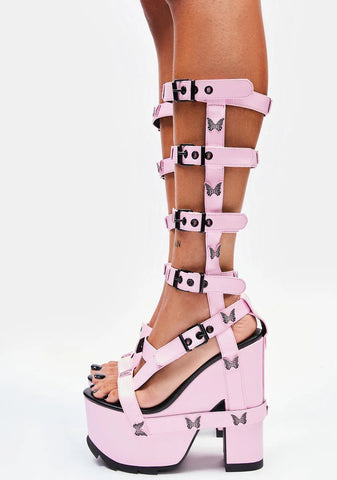 Pink Nightcall Hi Butterfly Platform Heels