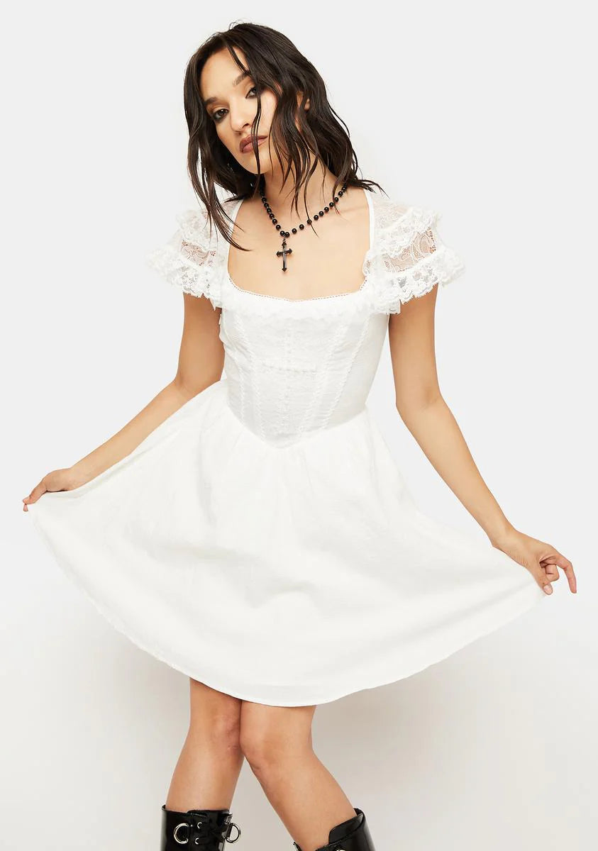 Angelic Beauty White Cross Mini Dress