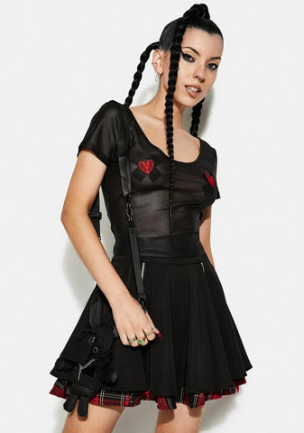 Daily Peach Heart Mesh T-Shirt