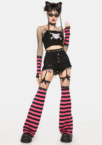 Don't Cross Meow Denim Shorts