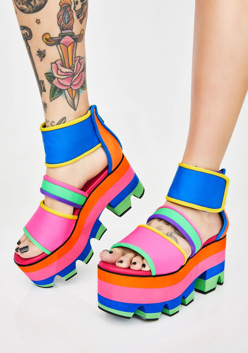 Cosmic Candy Neon Platform Sandals