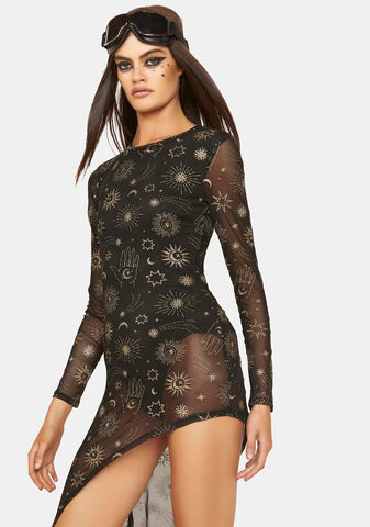 Cosmic Alchemist Mesh Maxi Dress