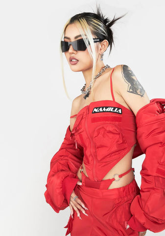 Red Nylon Tactical Bandana Top