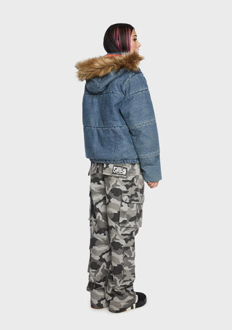 Mega Denim Pom Pom Jacket