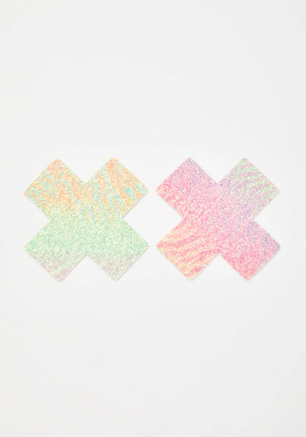 Pastel Zebra Print Cross Pasties